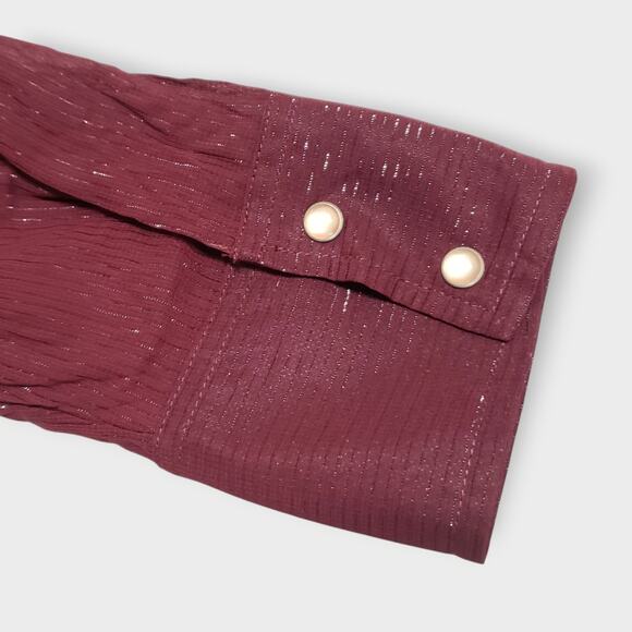 Roper Womens Purple Floral Embroidered Metallic Sheer Pearl Snap Button Shirt Lg - Picture 11 of 15